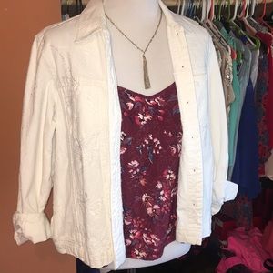 Embroidered White Jean Jacket